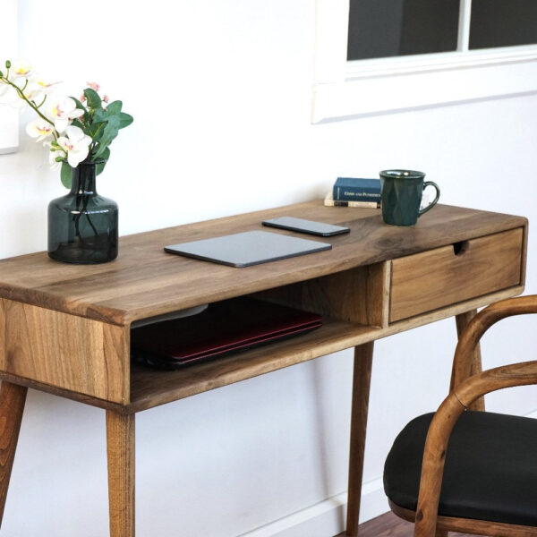Citrovita Small Walnut Desk – Solid Wood Workspace for Bedroom & Compact Areas - Image 6