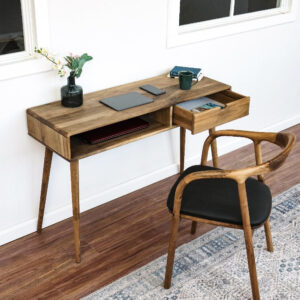 Citrovita Small Walnut Desk – Solid Wood Workspace for Bedroom & Compact Areas