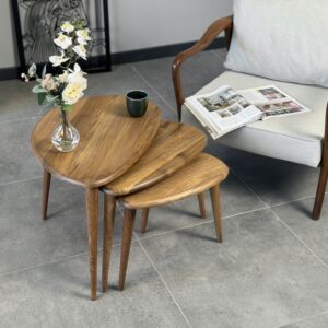 Citrovita Solid Walnut Nesting Table Set of 3 – Elegant Coffee Tables