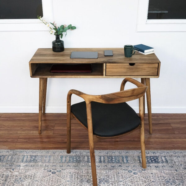 Citrovita Small Walnut Desk – Solid Wood Workspace for Bedroom & Compact Areas - Image 2