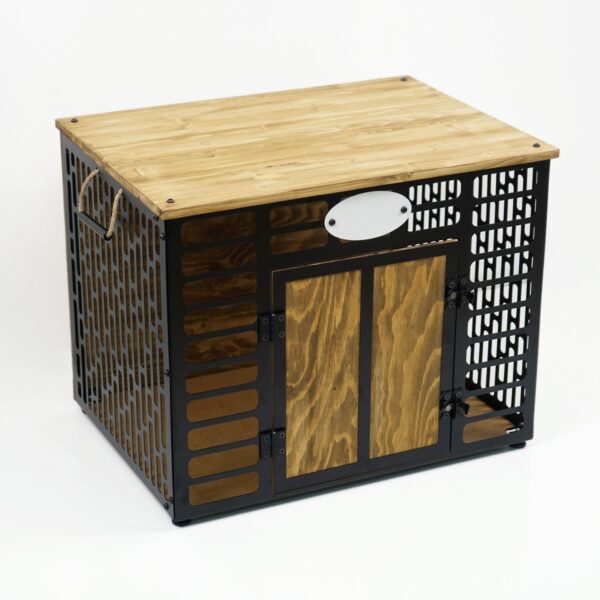 Citrovita Black & Brown Rustic Wood and Metal Dog House – Indoor Pet Shelter - Image 9