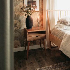Citrovita Mid-Century Nightstands Set of 2 – Bedside Tables with Drawer & Shelf