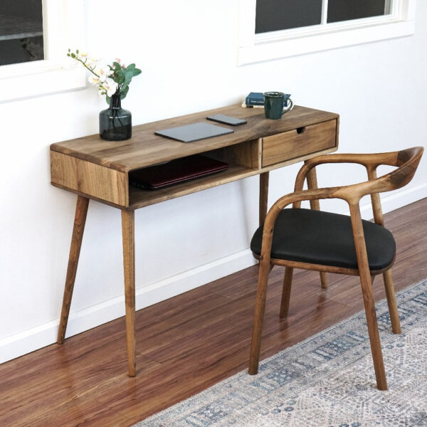 Citrovita Small Walnut Desk – Solid Wood Workspace for Bedroom & Compact Areas - Image 5