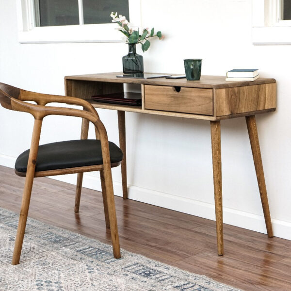 Citrovita Small Walnut Desk – Solid Wood Workspace for Bedroom & Compact Areas - Image 9