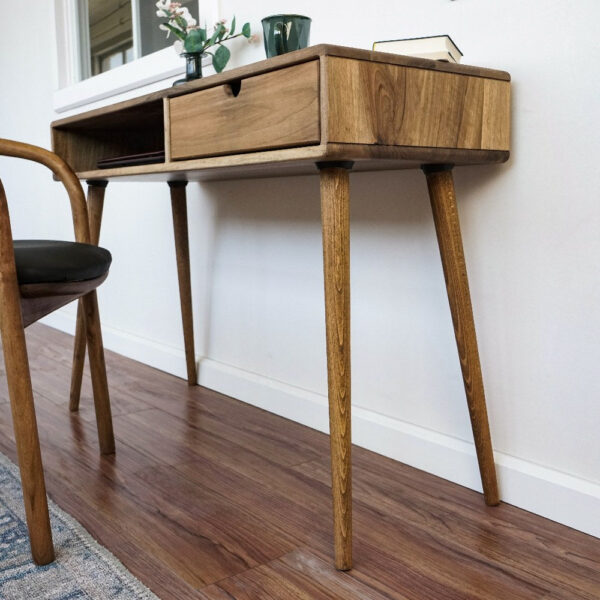 Citrovita Small Walnut Desk – Solid Wood Workspace for Bedroom & Compact Areas - Image 10