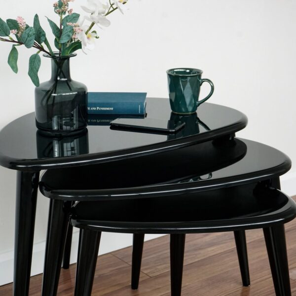 Citrovita Black Rustic Nesting Coffee Tables – Set of 3 Solid Wood - Image 2