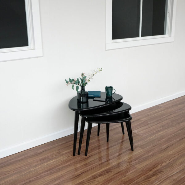 Citrovita Black Rustic Nesting Coffee Tables – Set of 3 Solid Wood - Image 7