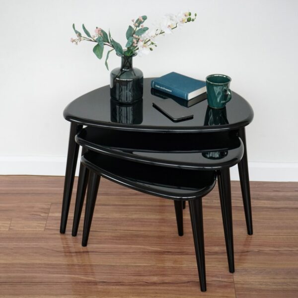 Citrovita Black Rustic Nesting Coffee Tables – Set of 3 Solid Wood - Image 6