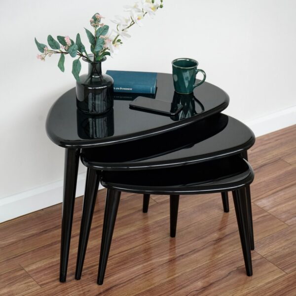 Citrovita Black Rustic Nesting Coffee Tables – Set of 3 Solid Wood - Image 5