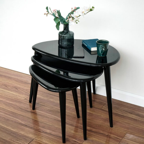 Citrovita Black Rustic Nesting Coffee Tables – Set of 3 Solid Wood - Image 8