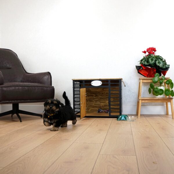 Citrovita Black & Brown Rustic Wood and Metal Dog House – Indoor Pet Shelter - Image 6