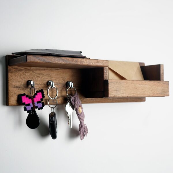 Citrovita Walnut Wood Key Holder – Wall Mounted Organizer Rack - Image 5